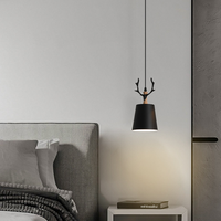 Lampe suspendue LED en fer de style nordique minimaliste moderne pour chambre et bureau, avec hauteur réglable, intensité variable, Ra80, taille moyenne, garantie de 2 ans