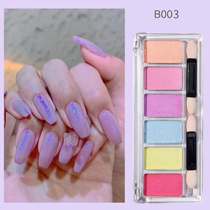 Poudre magique miroir solide 6 couleurs/ensemble pour la décoration des ongles, paillettes acryliques Aurora, poudre holographique chromée pour manucure - Product Image 6