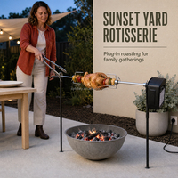 HDS03 Vente en gros de rôtissoires personnalisées en acier inoxydable pour porc, poulet, barbecue, électrique, camping, pique-nique