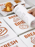 Feuilles de papier sulfurisé personnalisées imprimées quadricolore en offset, emballage alimentaire en pâte recyclée pour pain, gâteaux, pâtisseries et snacks
