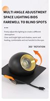 Peut pivoter à 360° °   Spot encastré LED 12W CRI95 COB anti-éblouissement en aluminium pour hôtel, galerie, maison et usage commercial