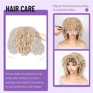 Perruque tressée au crochet complète en dreadlocks bouclées ajustables, synthétique naturelle, coupe courte bob torsadée <span class=keywords><strong>africaine</strong></span>, respirante, vente en gros - Product Image 6