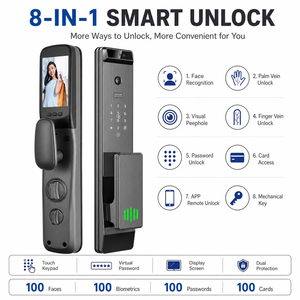 Face Recognition Fingerprint Password Card <strong>Remote</strong> Code Smart Door <strong>Lock</strong> for Stainless Steel Doors - Product Image 2