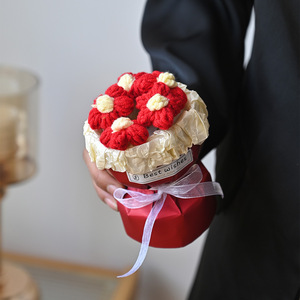 ดอกไม้ถักไหมพรมทำมือสไตล์โมเดิร์น ช่อดอกไม้ประดิษฐ์ขนาดเล็ก  ดอกไม้ปลอม  เป็นมิตรกับสิ่งแวดล้อม ของขวัญวันแม่ วันวาเลนไทน์ - Product Image 2