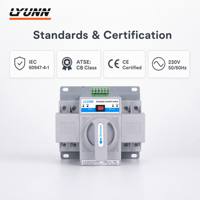 LYUNN LYQ2-63/2P Saklar Transfer Otomatis (ATS) Daya Ganda 63A Din Rail 2P Kapasitas Pemutusan 3kA Komunikasi RS485 IP20