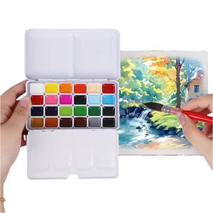 Demi-casserole OEM écologique Vente directe d'usine OEM 24 artiste peintures à l'<span class=keywords><strong>aquarelle</strong></span> moules à gâteau en métal <span class=keywords><strong>aquarelle</strong></span> semi-sèche pour l'art - Product Image 1