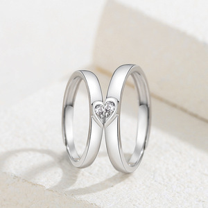 Anillo <span class=keywords><strong>de</strong></span> <span class=keywords><strong>Pareja</strong></span> Simple <span class=keywords><strong>de</strong></span> Plata <span class=keywords><strong>de</strong></span> Ley 925 con Circonita, <span class=keywords><strong>Anillos</strong></span> Ajustables Abiertos para Hombre y Mujer, Joyería <span class=keywords><strong>de</strong></span> Compromiso y Boda para Enamorados - Product Image 3