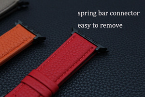 Correa de reloj de cuero genuino de grano Litchi correa de reloj de cuero de hilo prensado de cuero para iWatch Series Ultra 7 6 5 4 <span class=keywords><strong>SE</strong></span> pulsera - Product Image 5