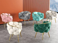 Fauteuils de salon en tissu velours nordique, chaises de salle à manger, chaises de coiffeuse, tabourets de maquillage pour chambre de filles