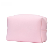 Sac à cosmétiques rose pâle à fermeture éclair, trousse de toilette élégante, étanche en PU, organiseur de maquillage avec logo personnalisé pour les voyages