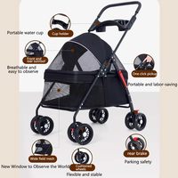 Poussette pliable pour animaux de compagnie, respirante, motif uni, tissu Oxford, fermeture éclair réglable, transporteur extérieur pour chiens et chats