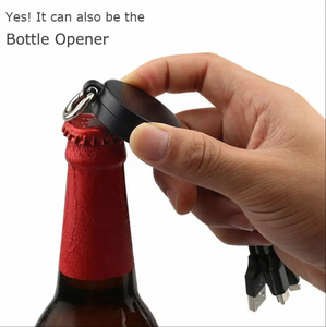 Logo personnalisable Câble de charge micro-USB écologique 3 en 1 avec conducteur en cuivre pur, ouvre-bouteille et porte-clés - Product Image 4