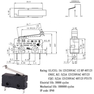 Pivot küçük mikro anahtarlar için mikro anahtar SS-3A-5A ev aletleri ve kimyasal ekipman için kullanılır - Product Image 2