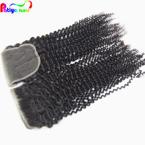 Compre gratis parte 4x4 Cierre de encaje suizo longitud del pelo del bebé 10-20 pulgadas nudos blanqueados suave brasileño Afro rizado pelo tupé - Product Image 3