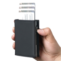 Cartera Minimalista Personalizada de Cuero PU con Bloqueo RFID, Porta Tarjetas Inteligente Deslizable, Metálica y Plegable