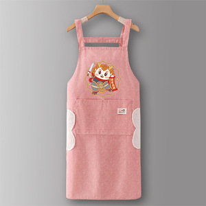 Tablier de <span class=keywords><strong>cuisine</strong></span> à manches longues en pur coton, simple, respirant, en toile, avec logo personnalisé, nouvelle tenue de travail, impression de logo sur mesure. - Product Image 6