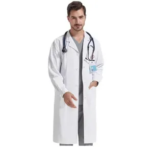 Camice Bianco di Alta Qualità per Personale Medico, Uniforme Infermieristica a Maniche Lunghe Unisex, Uniforme Isolante a Maniche Corte - Product Image 5