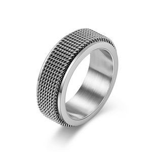 Men's Geometric Rotating Mesh <b>Ring</b> Gold Color Stress Relief Index Finger Jewelry Gift - Product Image 5