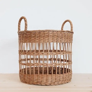 Cesto per Bucato di Alta Qualità, Moderno, Circolare, in <span class=keywords><strong>Rattan</strong></span> <span class=keywords><strong>e</strong></span> <span class=keywords><strong>Vimini</strong></span> Naturale, Ecologico <span class=keywords><strong>e</strong></span> Personalizzabile - Product Image 2