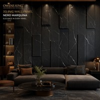 Panneau mural moderne en PVC 3D imperméable, marbre noir Nero Marquina avec veinage blanc, panneau décoratif pour murs d'accentuation