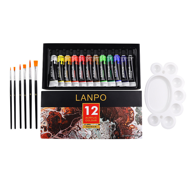 Set de pintura acrílica de 12 colores A (12ml) Caja de cartón negra