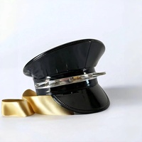 Chapeaux de capitaine en similicuir noir en gros avec pointes pour costumes d'Halloween