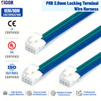 Conector de Doble Fila con Bloqueo PHB de 2.0 mm, Clasificación IP67, Arnés de Cable para Computadora 100% Cobre Puro, Aislamiento de PTFE/PBT, Electrónica Personalizada