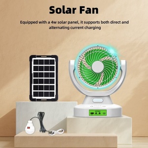 7 inch xách tay có thu phí <span class=keywords><strong>fan</strong></span> hâm mộ với ánh sáng LED AC DC Mini USB quạt năng lượng mặt trời với bảng điều khiển năng lượng mặt trời và 2 cái bóng đèn - Product Image 2