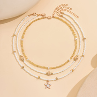 Colliers YEHHY en perles de riz imitation perle, étoile de mer dorée et coquillages, style plage et océan, faits à la main, bijoux quotidiens pour femmes