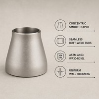 Reductor de tubería ASME de titanio grado 2 sin costura, concéntrico y soldado a tope, apto para hidrógeno, para sistemas de tuberías de celdas de combustible de energía de hidrógeno