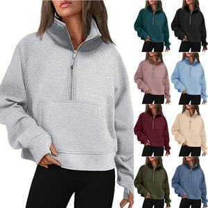 Vêtements pour femmes, automne-hiver 2023, commerce extérieur transfrontalier Europe et États-Unis, col demi-zip, couleur unie, taille S - Product Image 2