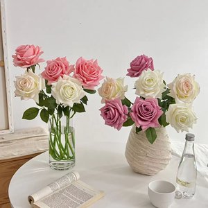 Wholesale Lifelike Real Touch Roses <b>Artificial</b> <b>Flowers</b> Arrangements Wedding Decor Table Centerpieces Realistic Rose Faux <b>Flowers</b> - Product Image 4