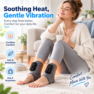Masseur chauffant pour les pieds et les chevilles, enveloppement vibrant pour soulager la douleur, appareil de massage électrique portable pour usage domestique - Product Image 2