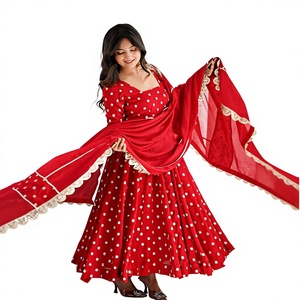 Women's <b>Red</b> Digital Printed Salwar Kameez With White Floral Pattern Traditional Ankle-Length Ethnic Wear For Wedding Occasions - Product Image 1