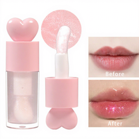 OUGUAN Huile à Lèvres Bio Végane Personnalisable (Logo OEM) Vitamine C E Aloe Vera Hydratante Maquillage Liquide Baume à Lèvres Scintillant Effet Perle Essence pour les Lèvres