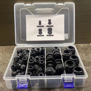 Prensaestopas de nailon impermeables NPT 1/4 3/8 1/2 3/4 pulgadas IP65 de bajo voltaje, kit de conectores de cable negros - Product Image 1