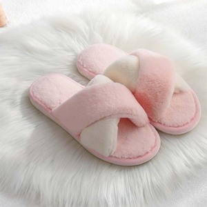 2025 New Winter Open Toe Fur Plush Cross Strap <strong>Slippers</strong> Home Indoor Anti Slip Warm for Women - Product Image 5