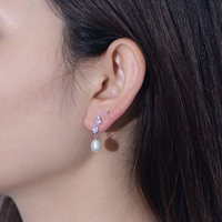Pendientes de Perlas de Agua Dulce para Mujer, Estilo Vintage Francés, Plata de Ley 925 con Circonitas de Alta Calidad, Chapados en Oro de 18k, Venta al por Mayor