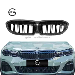 In fibra di carbonio a secco G20 Bodykit per BMW 3 serie G20 G28 2019-2022 paraurti anteriore pre doppia linea in fibra di carbonio griglie per auto