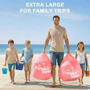 Sacs en plastique biodégradables surdimensionnés avec poignées, sacs en plastique blancs résistants pour la vente au détail, les supermarchés, emballage personnalisé - Product Image 5