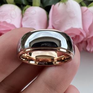 Coolstyle-Anillo de tungsteno de oro rosa para hombre <span class=keywords><strong>y</strong></span> mujer, sortija de compromiso de moda, 8mm, <span class=keywords><strong>dos</strong></span> tonos, venta al por mayor - Product Image 4