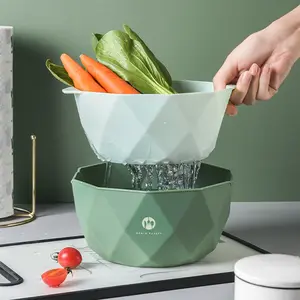 Double Layer Swivel Drainer 2 in 1 Schüssel Sieb Combo Küchen sieb Obst wasch sieb zum Reinigen von Gemüse nudeln