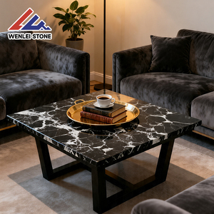 Lastra Grande in Marmo Nero Wenlei Napoleon Bvlgari Lucidata, Pietra di Lusso Ecologica per Decorazione d'Interni di Hotel e Ville - Product Image 4