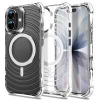 Casing Magnetik Anti-Slip Tahan Banting dengan Pengisian Daya Nirkabel untuk iPhone 17, Desain Gelombang IMD Logo Kustom Kristal Bening, Bahan PC+TPU+TPE