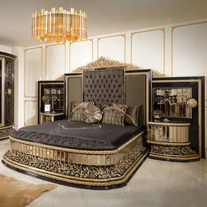 家居家具和漂亮的卧室家具全套，皇家意大利卧室家具套装豪华被子特大床经典