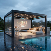 Grande pergola en aluminium 3x3m 3x4m 4x4m avec toit à lames motorisé et imperméable pour jardin, patio, terrasse, ombrage