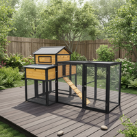 Poulailler de luxe moderne en bois multi-niveaux, écologique, durable et anti-évasion, pour volailles et animaux de compagnie