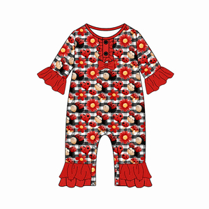 Conjunto de 2 piezas de ropa infantil de tela de seda de leche: Vestido, abrigo y pelele para niñas con estampado de mariquita, floral y a cuadros, de seda de leche suave - Product Image 5