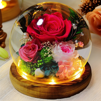 <strong>Best</strong> <strong>Selling</strong> Eternal <strong>Flower</strong> <strong>Glass</strong> Cover Gift Box Preserved Real Rose <strong>Flower</strong> Ornaments Creative Rose With Lights <strong>Glass</strong> Dome Gifts