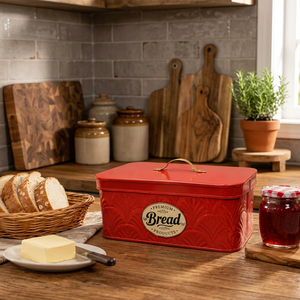 Rote Metall-Brotbox mit Griff, Vintage-Brotbehälter aus Blech, 10,7 x 5,1 Zoll, feuchtigkeitsbeständiger Lebensmittelbehälter - Product Image 3